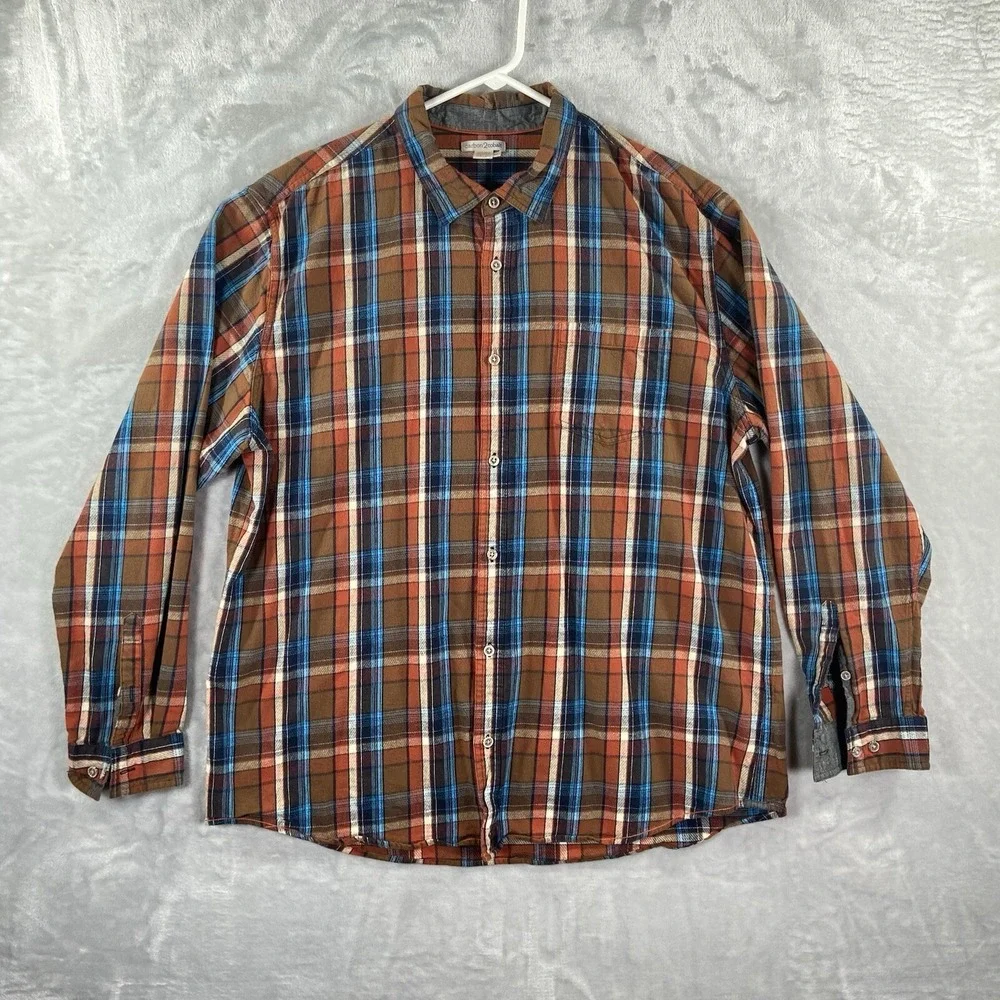 Carbon 2 Cobalt Shirt Mens XL Flannel Button Up Lightweight Plaid Casual Pocket
